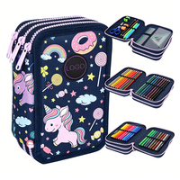 Jolie trousse à fermeture éclair pour stylos, sublimation, 3 couches, licorne, trousse à crayons pour filles, école, avec logo personnalisé