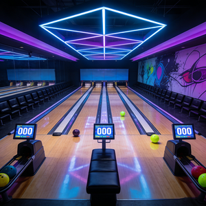 <strong>Indoor</strong> <strong>Recreational</strong> <strong>Sports</strong> Bowling Balls with Duckpin Lanes and Automatic Scoring for Entertainment Venue - Product Image 3