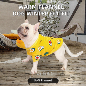 Factory Wholesale Winter Warm <strong>Flannel</strong> Print Eco-Friendly <strong>Cute</strong> Dog <strong>Outfit</strong> Clothes Pug French Bulldog Sweatshirt Pajamas Jumper - Product Image 2