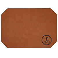 Sous-verres en cuir PU gravés au laser de luxe en gros, sous-verres en similicuir personnalisables gravables au laser