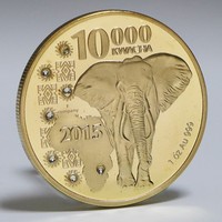 Pièces de monnaie étrangères commémoratives de la faune africaine de Zambie, incrustées de diamants, représentant un léopard et un éléphant