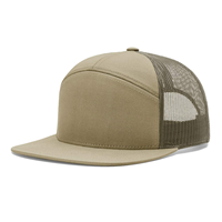 Vente en gros de chapeaux Snapback plats de luxe sans logo Casquette de camionneur personnalisée 7 panneaux Hip Hop noir vierge pour hommes