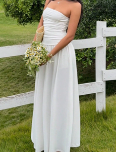 Robe d'été sans manches et sans bretelles pour <span class=keywords><strong>femme</strong></span>, froncée, ajustée, décontractée - Product Image 1