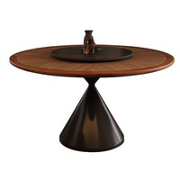 Table à manger ronde en bois massif de luxe moderne ensemble de chaises 4 6 8 places salon restaurant rotatif noir meubles designs
