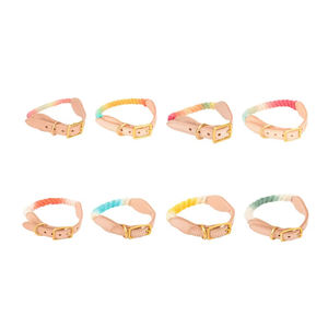 SinSky Macaron Arco Iris Gradiente Color Algodón Cuero Cuerda Hebilla de metal Durable Ajustable Gato Perro <span class=keywords><strong>Collar</strong></span> y Correa Set - Product Image 6