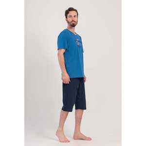 Conjunto de pijama capri de manga corta con cuello redondo y bolsillos para hombre - Product Image 3