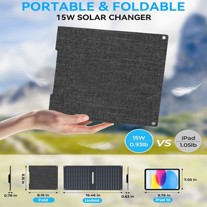 ALECTER 15W Monocrystalline Silicon 23.5% Efficiency Lightweight <b>Portable</b> Foldable <b>Solar</b> <b>Panels</b> Charger USB Fast Charging Black - Product Image 2