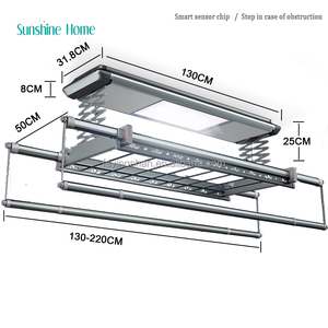 Usine En Gros Télescopique Corde À Linge Mural Séchage Des Vêtements Cintre Réglable De Levage Porte-Vêtements En Aluminium Gris 1 Pcs - Product Image 4