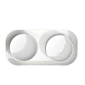 OEM/ODM mangkuk hewan peliharaan baru keramik anak anjing ditinggikan mangkuk hewan peliharaan dengan dudukan kayu antiselip putih ganda untuk anjing dan kucing - Product Image 3