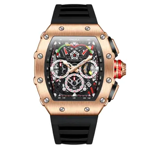 Nieuwe Multifunctionele Mode Sport Waterdicht Quartz Heren Horloge Siliconen Tape Horloge