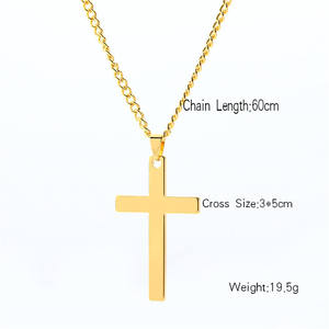 Modeschmuck Silber Gold Schwarz Kette Vergoldete Halskette Herren Edelstahl Kreuz Anhänger Halskette - Product Image 3