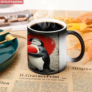 Taza Minimalista Moderna para el Hogar, Negra Esmerilada, 11 oz, Cerámica, Sensible al Calor, Taza Mágica - Product Image 5