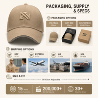 Casquette de baseball brodée avec monogramme lettre N personnalisée, en sergé de coton, 6 panneaux, réglable, unisexe, vente en gros, OEM, faible MOQ