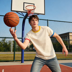 T-shirt <span class=keywords><strong>Ringer</strong></span> en coton pour homme, imprimé, coupe courte, contraste, broderie personnalisée, unisexe, poids lourd, OEM - Product Image 6