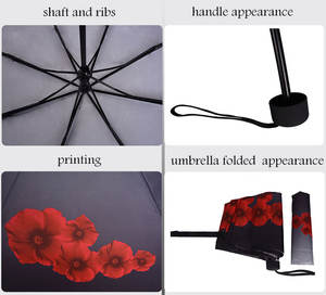 Paraguas plegables de 3 pliegues personalizados al por mayor de alta calidad, con logo impreso manualmente y diseño completo para niña - Product Image 6