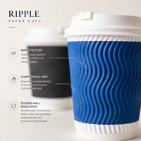 Gobelet en papier ondulé moderne, polyvalent, durable, de qualité alimentaire, sans BPA, non toxique et résistant à la chaleur, idéal pour les cafés, les torréfacteurs et les plats à emporter.