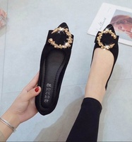 Chaussures plates pour femmes à bout pointu, nouvelle mode populaire, avec boucle métallique élégante, type mocassins