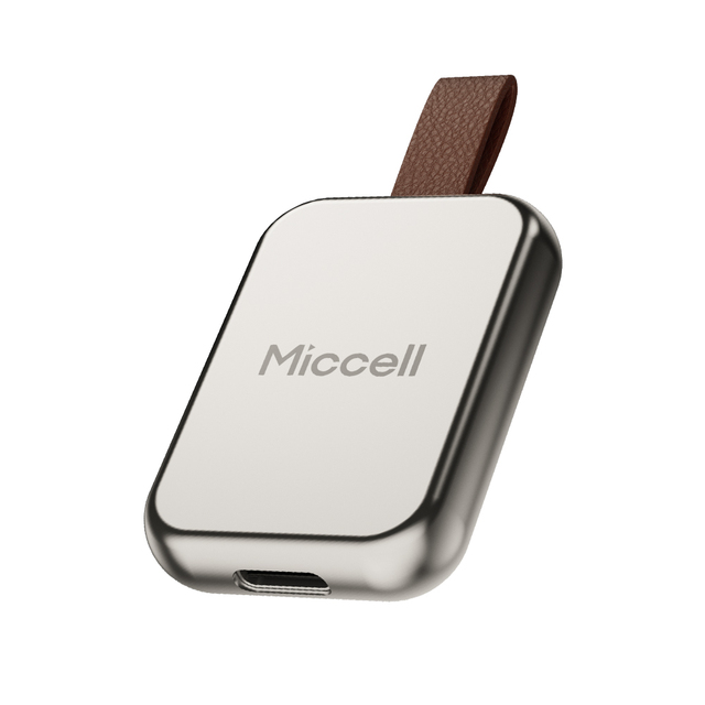 Miccell W08 Mini Smartwatch Wireless Charger 2.5W Magnetic Charging Pad with Leather Strap Type-C Fast Charging for Mobile Phone