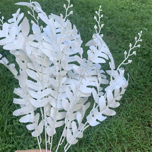 E-606 Künstliche Pflanzenblätter für Heim, Hochzeit, Weihnachten, Gartendekoration, 5 Zweige, Kurze Weiße Locustenbaum-Zweige, Hochwertige Simulation - Product Image 3