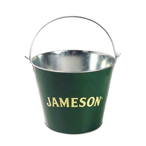 Seau à glace en acier galvanisé <span class=keywords><strong>noir</strong></span> avec poignée en fer, logo personnalisé, pour fête, refroidisseur de bière - Product Image 5