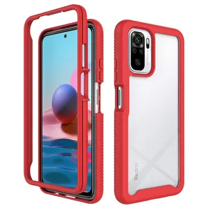 Casing Ponsel Redmi Note 10, Bingkai Depan PC Keras dan Bumper Hibrida TPU Lembut untuk Redmi Note 10 Perlindungan Penuh