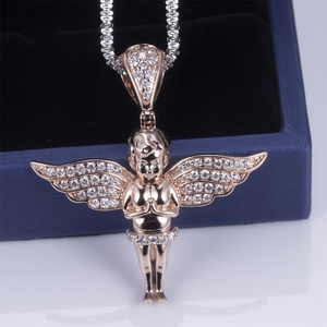 Collier pendentif en diamant de laboratoire en forme de garçon personnalisé en or rose 14 carats Messi Jewelry MS-503 - Product Image 6