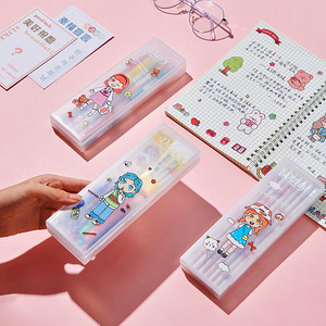 Cute Cartoon Pencil Case Transparent Large Capacity For 12 Pencils School Office Use Digital Printing Slip On Closure - Product Image 1