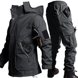 Conjunto de Chaqueta para Hombre de Invierno, Clásico, con Bolsillos Cargo, 2 Piezas, Cálido, Duradero, Cómodo, Elegante, Confiable, Premium, Talla Grande - Product Image 2