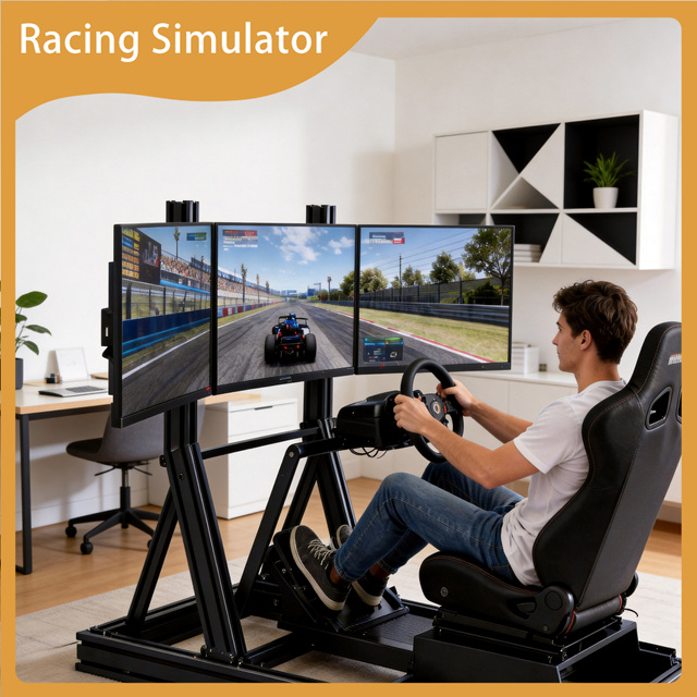 Customized Foldable Aluminum Alloy Racing Simulator Stand Space Saving Design for Logitech G27/G29/G923 Racing Cutting Welding