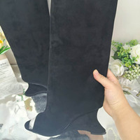 Nouvelles bottes hautes à talon compensé et bout ouvert pour femmes, chaussures de mode personnalisables avec logo du fabricant
