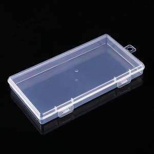 Caja de almacenamiento de plástico transparente con tapa abatible de 17cm de largo para piezas de joyería y anzuelos, organizador de escritorio, contenedor pequeño vacío - Product Image 1