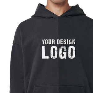 Sudadera con Capucha para Hombre, Estilo Casual Urbano, Vintage, con Parches de Dos Colores, Talla Grande, Logotipo Personalizado, Hombros Caídos, Holgada, Gruesa - Product Image 4