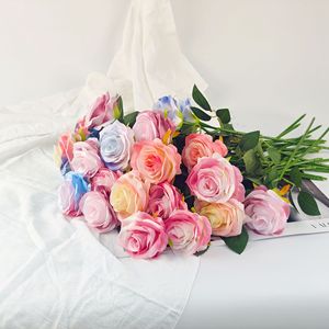 Artificial Rose Bouquet Silk High Fidelity Gradient Color Wedding <b>Decoration</b> Living Room <b>Table</b> Ornament - Product Image 1