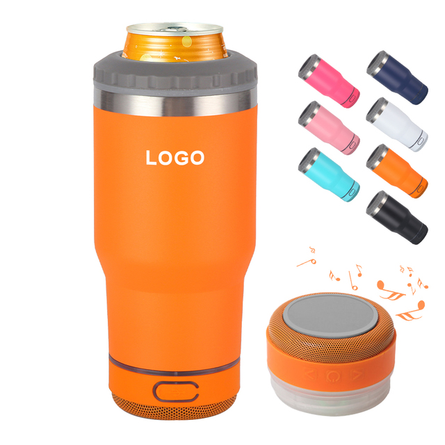Wholesale Custom Logo 14oz Durable Portable Can Cooler Bluetooth Speaker Stainless Steel Double Walled Vacuum Insulated Camping