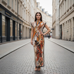 Abito Elegante in Poliestere Elasticizzato con Stampa Plissettata Miyake, Stile Europeo, Disponibile in Varie Taglie - Product Image 3