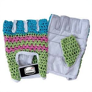 Sajbro Half Finger Gloves Cotton Knit Gym Fitness Training Green Pink Blue Unisex - Product Image 3