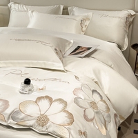 Ensembles de literie brodés doux de qualité supérieure vente en gros 4 pièces ensemble de draps de lit housse de couette