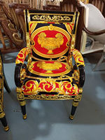 Nouveau Design Style Français Baroque Antique Bois Massif Sculpté À La Main Doré Noir Broderie Tissu Fauteuil Salon Canapé Simple
