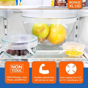 Couvre-aliments réutilisables en silicone extensible, couvercles souples en silicone pour bols, récipients, fruits, étanchéité anti-fuite pour le stockage en cuisine - Product Image 3
