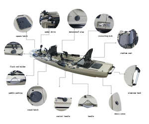 14.5FT modüler Kayak çift koltuklu 2 kişi için üst balıkçılık kayık oturmak PE plastik Pedal kayak balıkçılık için - Product Image 6