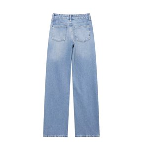 Jeans décontractés pour femmes à sequins, taille haute, coupe droite et large, tendance - Product Image 2
