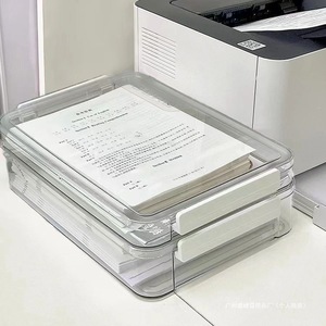 Caja de almacenamiento transparente para documentos A4, organizador de oficina, rectangular, cubierto, para papeles de examen y certificados - Product Image 1