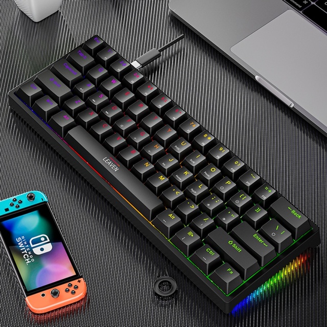 Hot Sale LEAVEN K620 E-sports Wired Mechanical Keyboard TYPE-C Hot-swapable RGB Computer Gaming Mechanical Keyboard