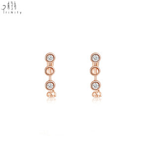 Nouveaux produits fabricant exportation minimaliste boucles d'oreilles faites à la main ensemble de bijoux 18K solide or Rose diamant naturel boucles d'oreilles - Product Image 1