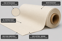 Rouleau de toile en coton tissé mat résistant à l'eau et aux solvants écologiques, 380 g/m², pour impression numérique jet d'encre et peinture à l'huile