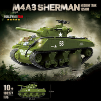 Set de Construcción de Bloques de Juguete: Tanque Mediano Sherman M4A3 de 1175 Piezas, Modelo de Vehículo Militar Panzer de Batalla