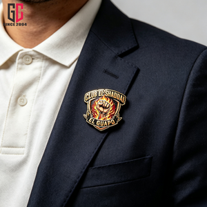 Broche en métal émaillé personnalisée d'usine (12 ans d'expérience) CLUB EL SHADDAI EL <span class=keywords><strong>GUAPO</strong></span>, motif Flamme, Poing, Bouclier, pour le Club Pathfinder - Product Image 5