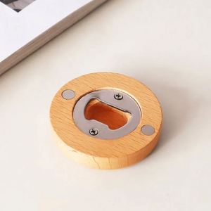 Creative Beech Wooden Magnetic Round <b>Bottle</b> Opener for Household for <b>Fridge</b>-Promotional & Business Gift - Product Image 5