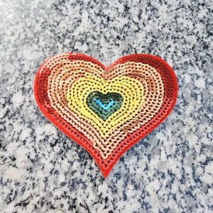 <strong>Rainbow</strong> <strong>Sequin</strong> Heart Patch, Multicolor Layered <strong>Sequins</strong> Love Applique for Girls Jacket Hat Backpack Valentine Pride DIY Cloth - Product Image 2