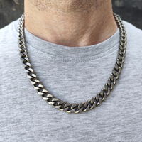 Medical Grade Pure Titanium Miami Cuban Curb Link Chain Necklace Hypoallergenic Men's Jewelry REACH Salt Spray Test Passed